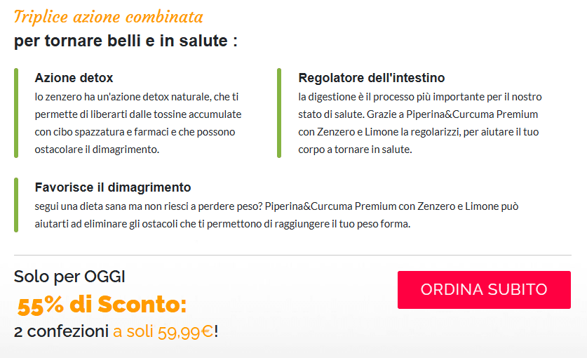 Piperina e Curcuma Zenzero e Limone Premium a cosa serve Piperina e Curcuma Zenzero e Limone Premium a cosa serve